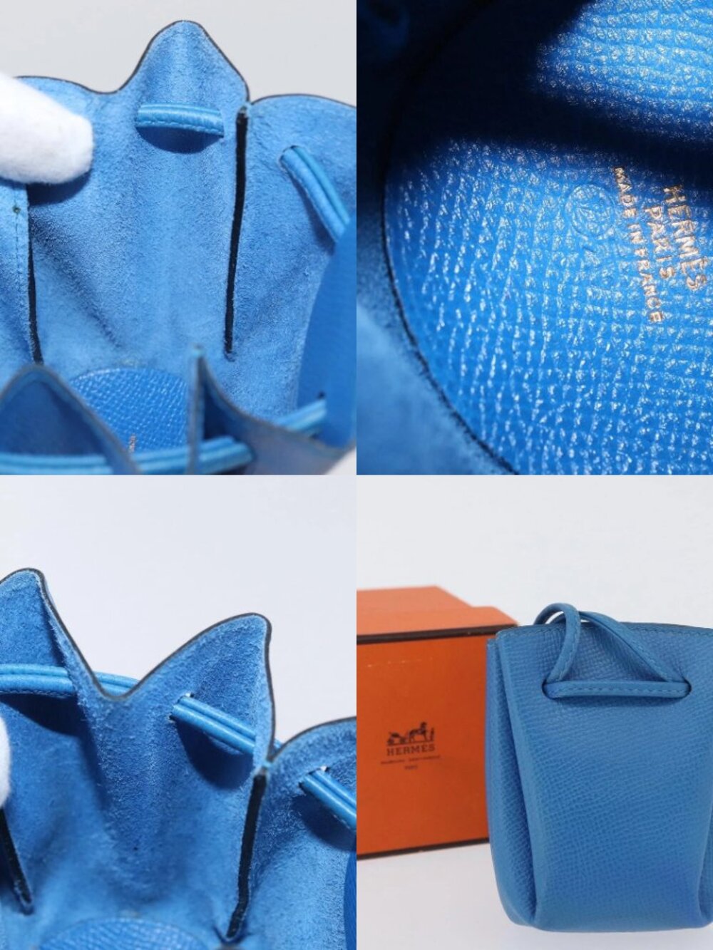 HERMES Vespa Pouch Leather Blue Auth 170911 - Picture 14 of 15